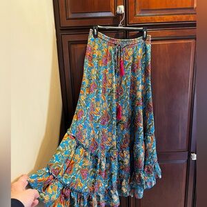 CHELSEA & THEADORE: Pull On Blooming Paisley Print Tiered Skirt